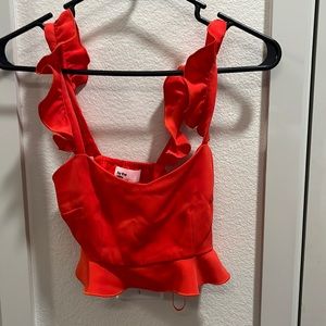 Orangey/ red, more red, xs crop top